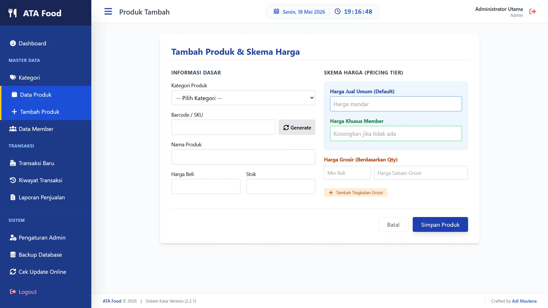 APLIKASI KASIR TOKO ATA - POINT OF SALE (POS)